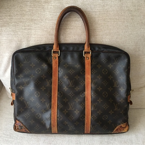🟤FIRM-Vintage Authentic Vuitton Monogram Porte Documents Case Large Bag *LOWEST* - Picture 6 of 15